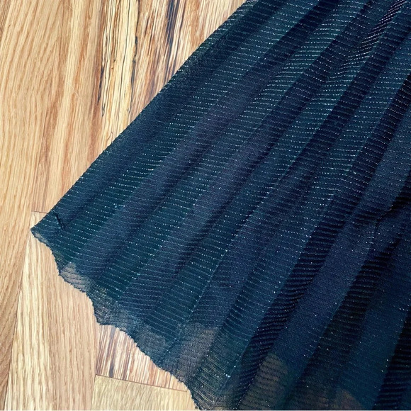 Vintage Pleated Sleeveless Sparkly Black Sheer Mini Dress Size Small - Picture 4 of 5